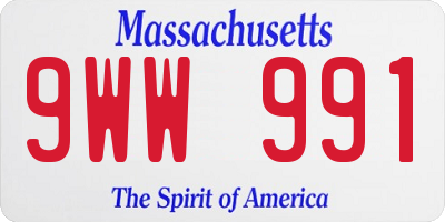 MA license plate 9WW991