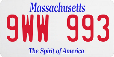 MA license plate 9WW993