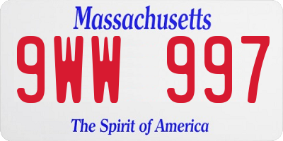 MA license plate 9WW997