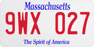 MA license plate 9WX027