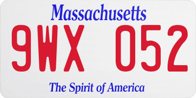 MA license plate 9WX052