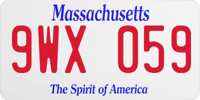 MA license plate 9WX059