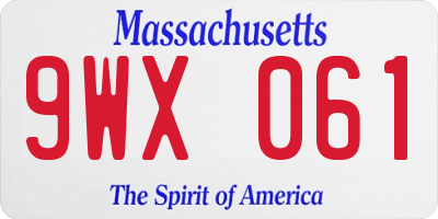 MA license plate 9WX061