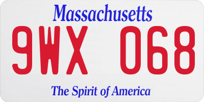 MA license plate 9WX068