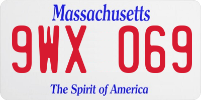 MA license plate 9WX069
