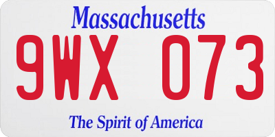 MA license plate 9WX073