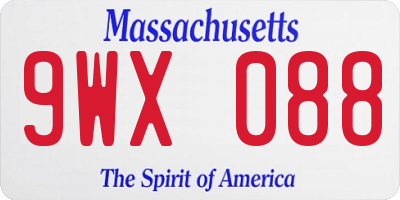 MA license plate 9WX088