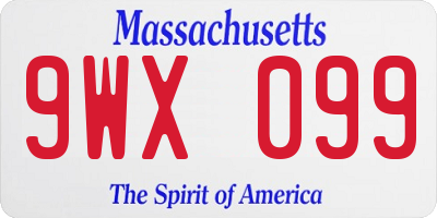 MA license plate 9WX099