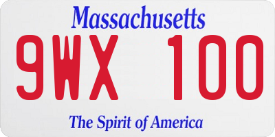 MA license plate 9WX100