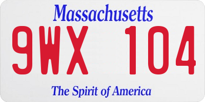 MA license plate 9WX104