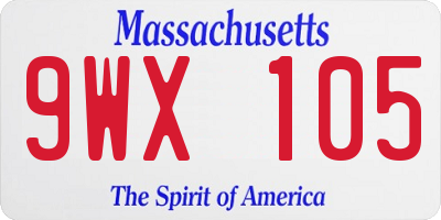 MA license plate 9WX105
