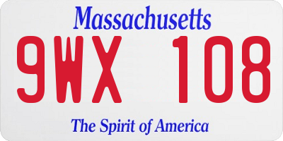 MA license plate 9WX108