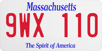 MA license plate 9WX110