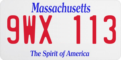 MA license plate 9WX113