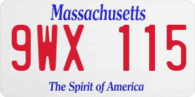MA license plate 9WX115