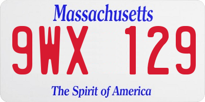 MA license plate 9WX129
