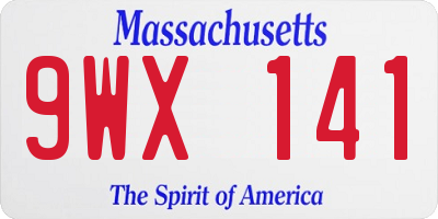 MA license plate 9WX141