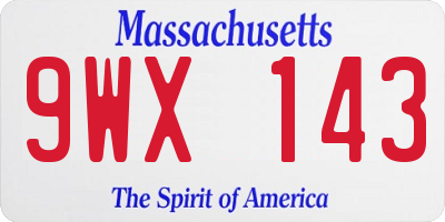 MA license plate 9WX143