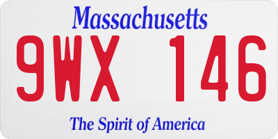MA license plate 9WX146