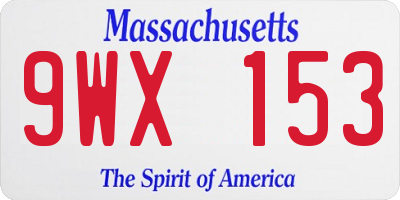 MA license plate 9WX153