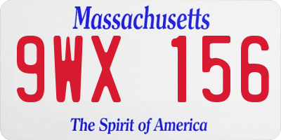 MA license plate 9WX156