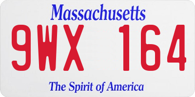 MA license plate 9WX164