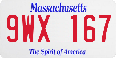MA license plate 9WX167