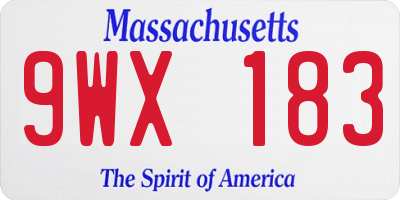 MA license plate 9WX183