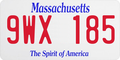 MA license plate 9WX185