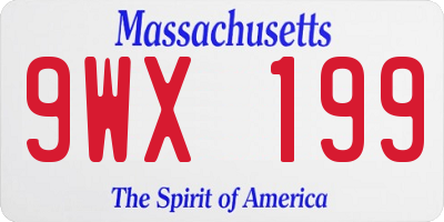 MA license plate 9WX199