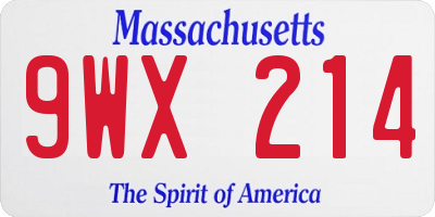 MA license plate 9WX214