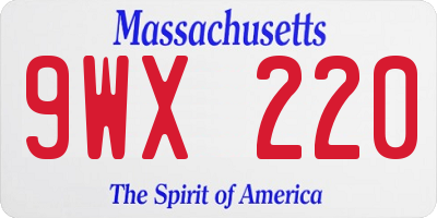 MA license plate 9WX220