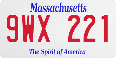MA license plate 9WX221