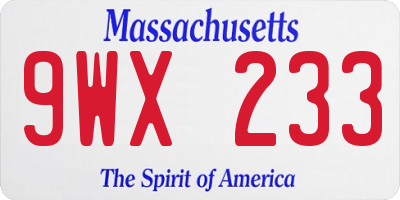 MA license plate 9WX233