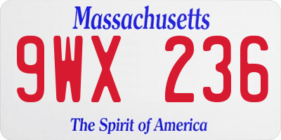 MA license plate 9WX236