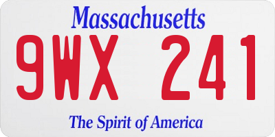 MA license plate 9WX241