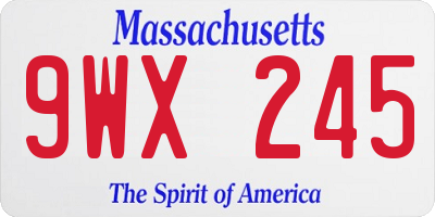 MA license plate 9WX245