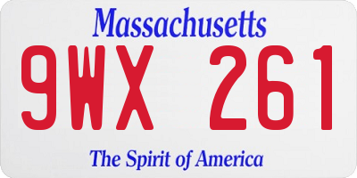 MA license plate 9WX261