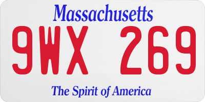 MA license plate 9WX269