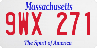 MA license plate 9WX271