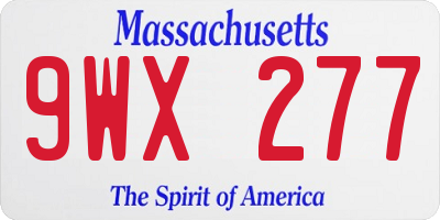 MA license plate 9WX277