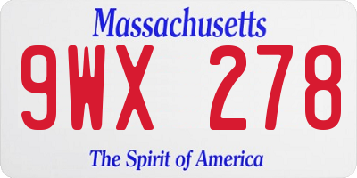 MA license plate 9WX278