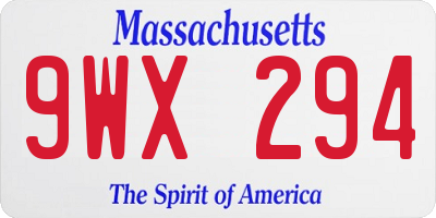 MA license plate 9WX294
