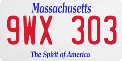 MA license plate 9WX303