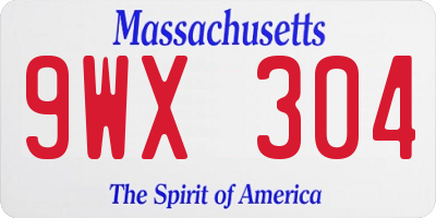 MA license plate 9WX304