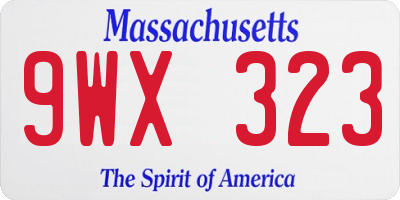 MA license plate 9WX323