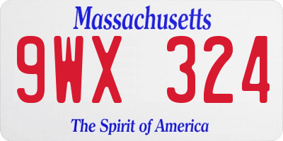 MA license plate 9WX324