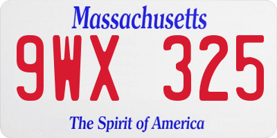 MA license plate 9WX325