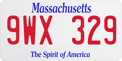 MA license plate 9WX329