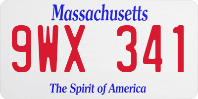 MA license plate 9WX341